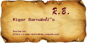 Riger Barnabás névjegykártya